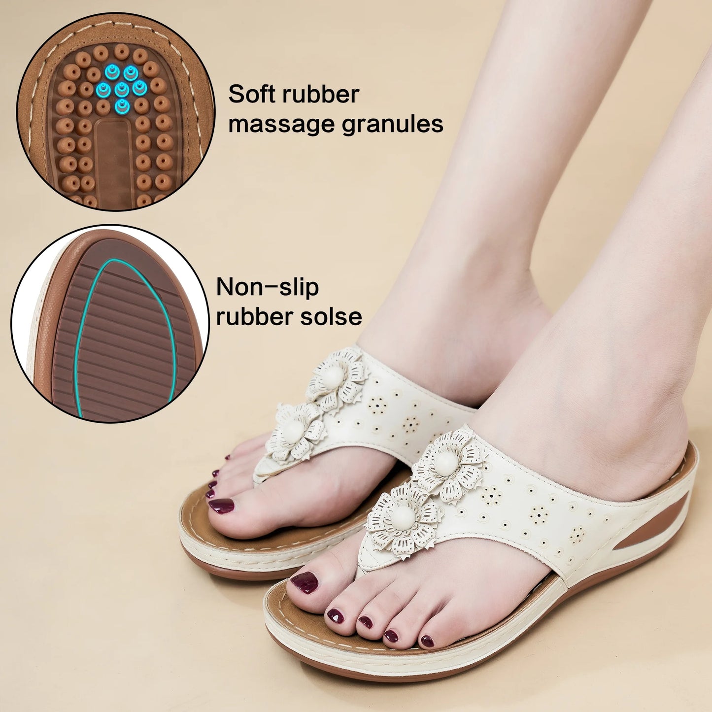 Women Sandals Flip Flops for Women Summer Casual Wedge Sandals Shoes Massage Function