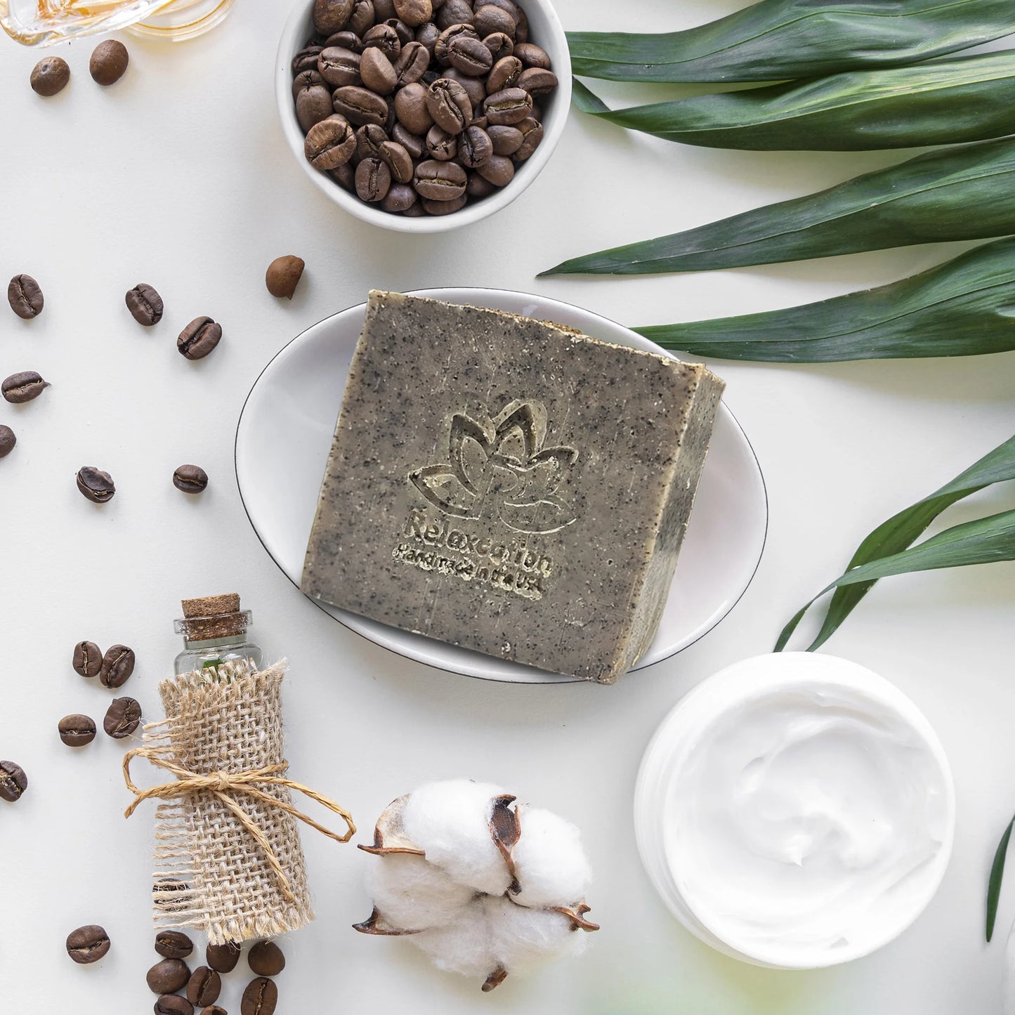 Natural Soap Bar Coffee Scrub with Organic Cocoa Butter Fresh Ground Coffee Exfoliating and Moisturizing Handmade in USA Coffee Latte Aroma Safe by 5 Set