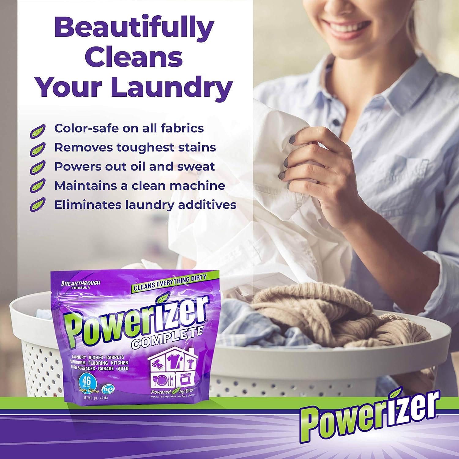 Complete Laundry Powder Detergent & Multipurpose Cleaner | 1 Lb Detergent | 46 Scoops | Plant-Based Concentrated Laundry Soap Powder