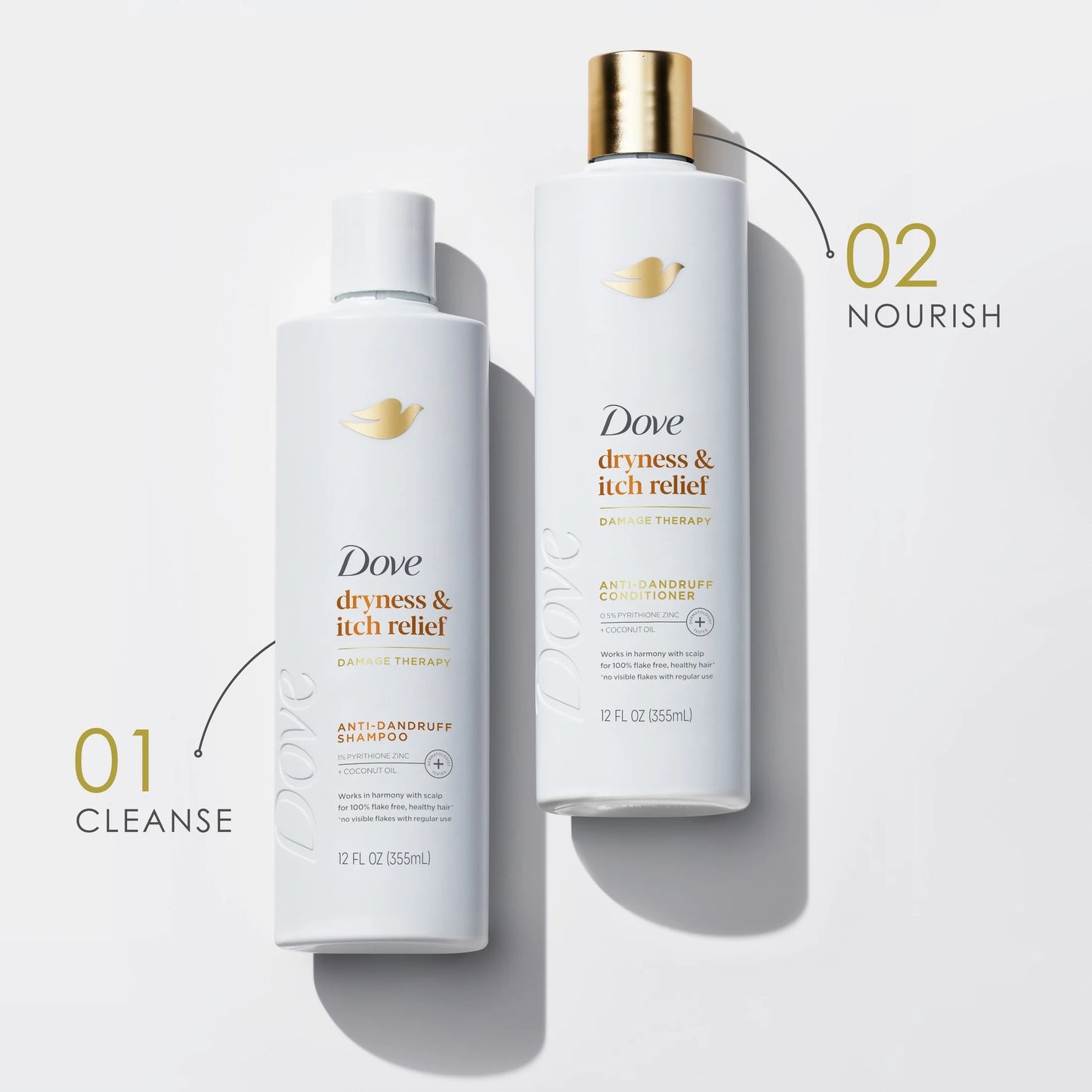 Damage Therapy Derma Anti-Dandruff Shampoo for Flaky Scalp Dryness + Itch with Pyrithione Zinc & Coconut Oil, 12 Oz