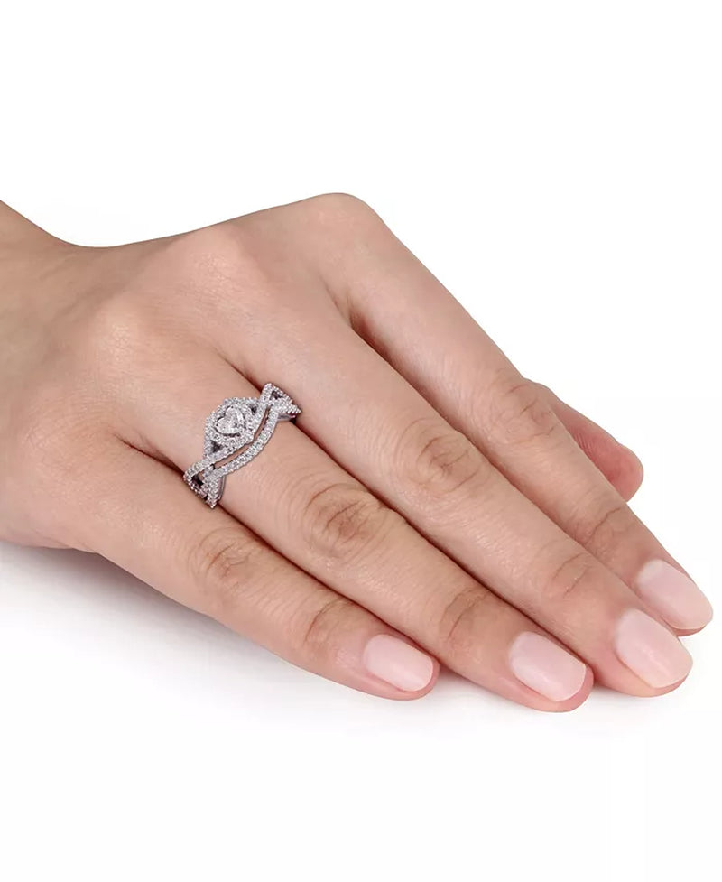 Certified Diamond (3/4 Ct. T.W.) Heart-Shape Infinity Bridal Set in 14K White Gold
