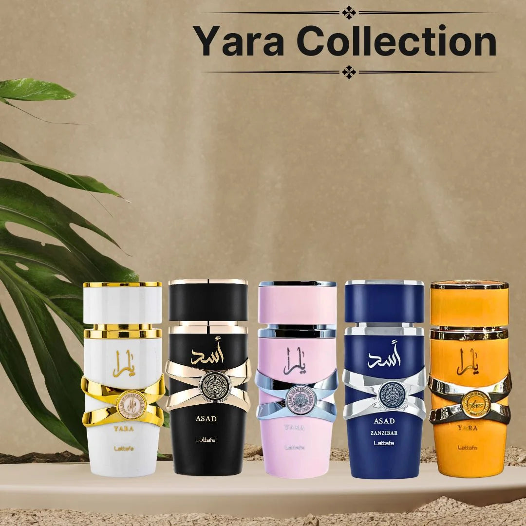 Yara Collection 5 Piece Set - Yara, Yara Moi, Yara Tous, Asad, Asad Zanzibar - Eau De Parfum Sprays 100ML (3.4 OZ) by .