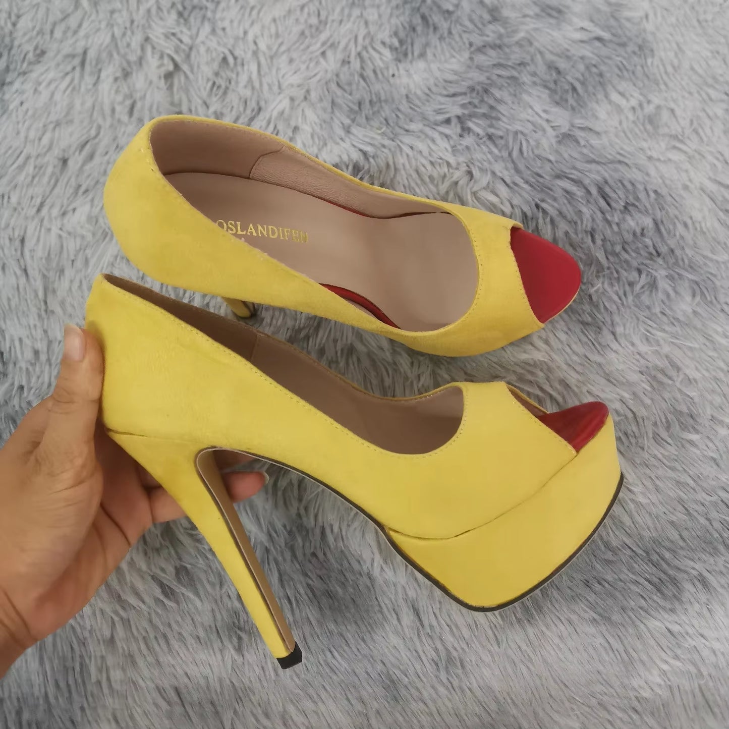 Women Stilettos Sexy High Heels Shoes Peep Toe Velvet Pumps Platform Lady Evening Party Red Wedding Black Office Shoes 817-16VE