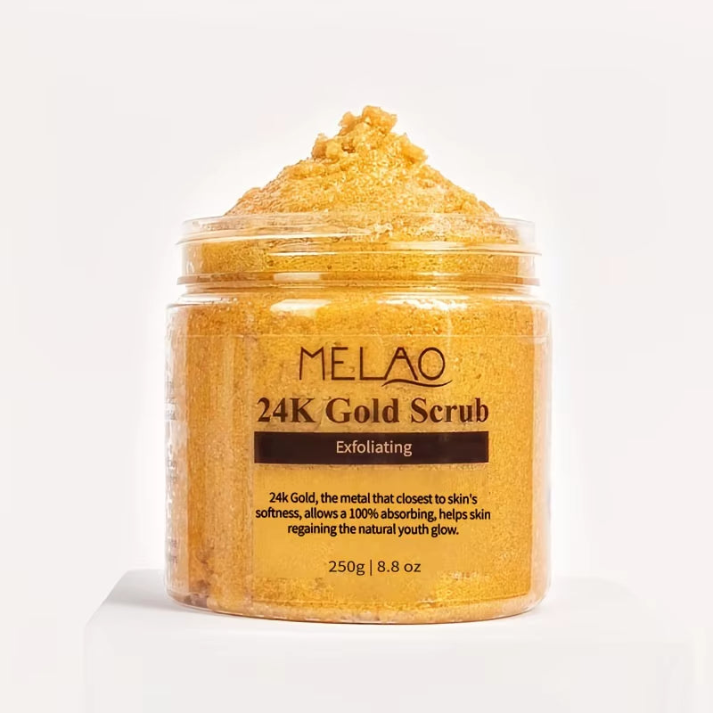 24K Gold Scrub, Exfoliate Face & Body Salt Scrub,Pore Cleanser, Shower Scrub for Men & Women