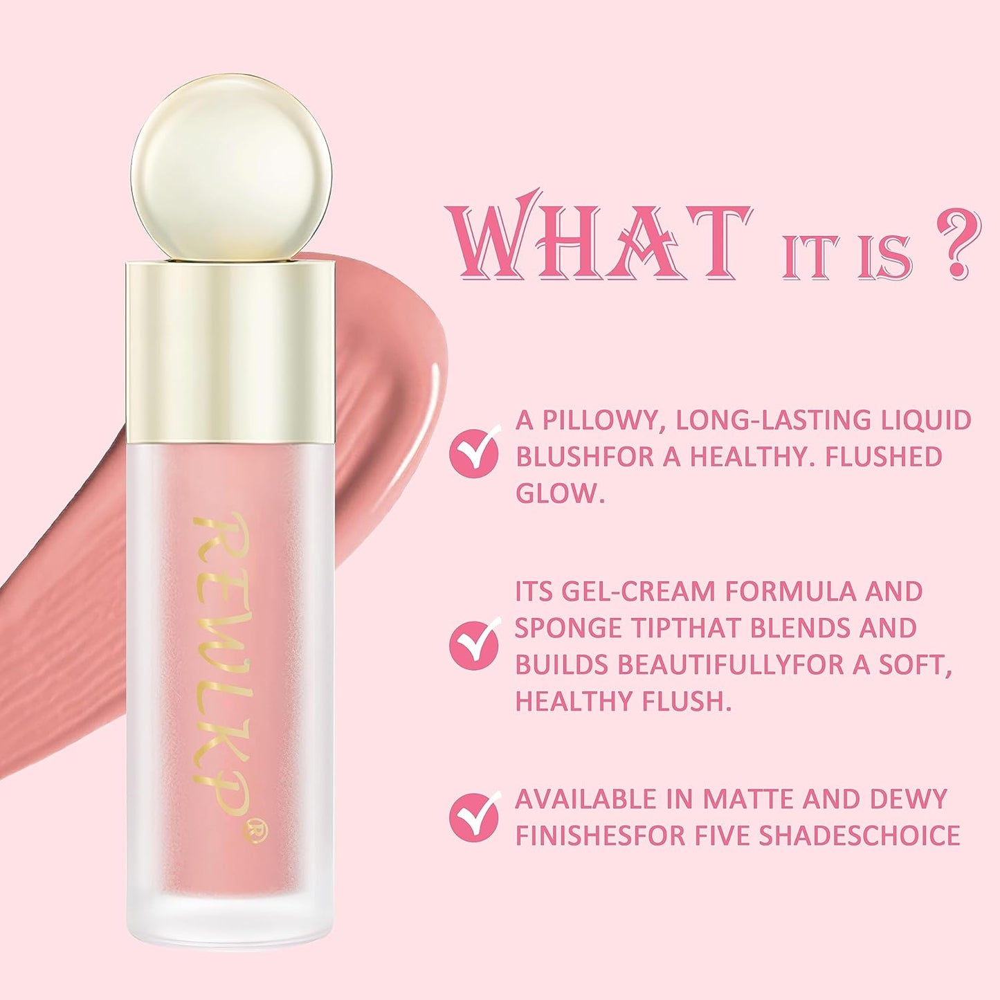 Velvet Liquid Blush - Soft Cream Face Blusher Stick, Natural Long-Wearing Skin Tint Blush - Orange Red