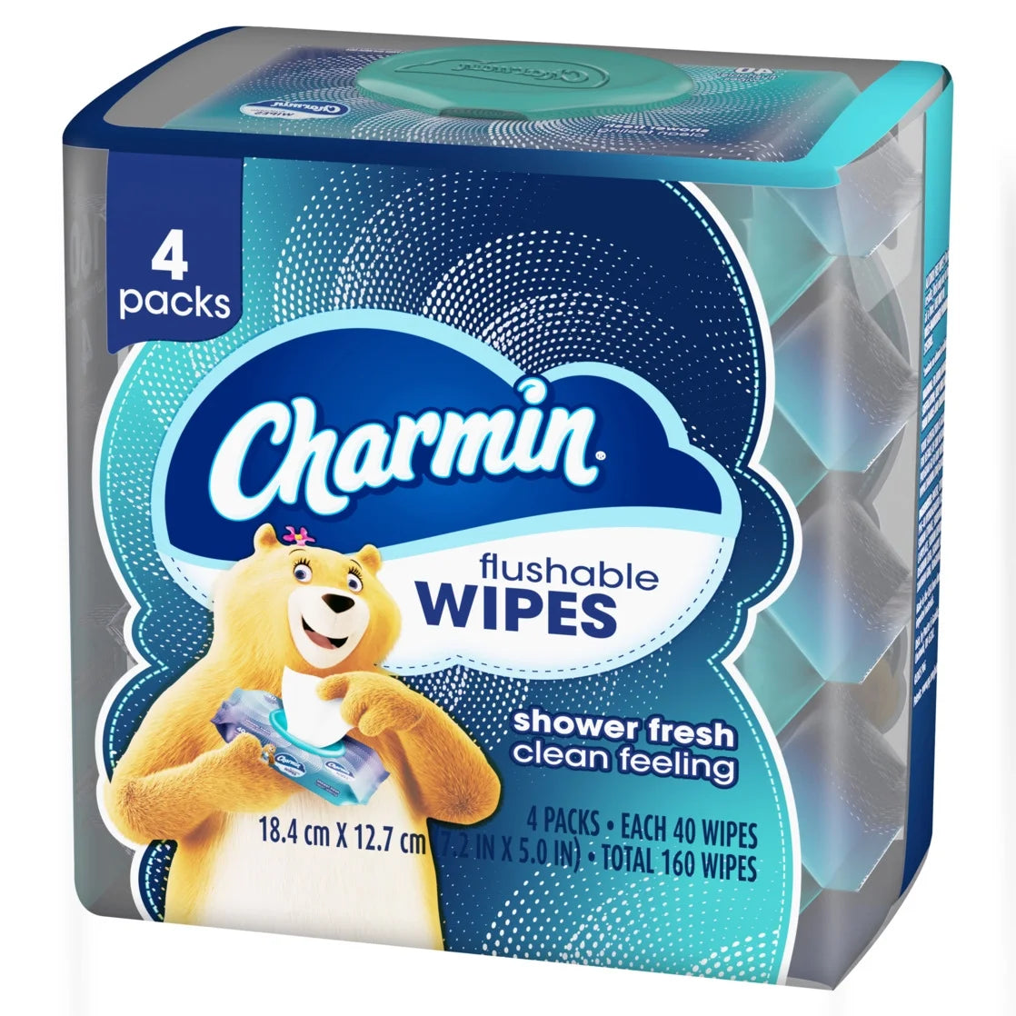 Flushable Wet Wipes, 4 Packs, 40 Wipes per Pack, 160 Total Wipes