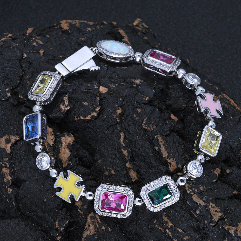 Colorful gem jewelry bracelet, women's accessory, high-end men's bracelet