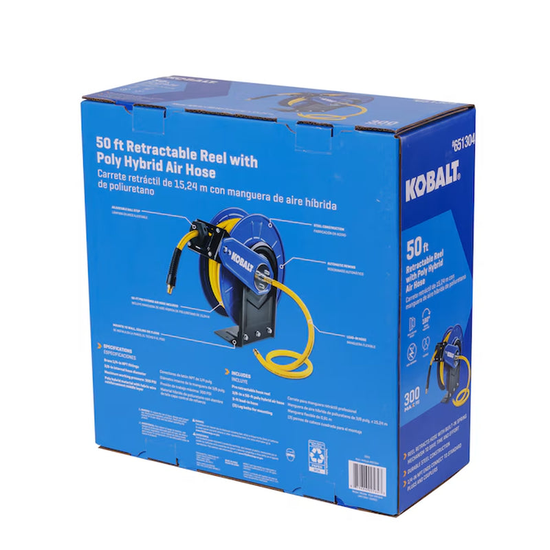 Retractable Hose Reel with 3/8-In X 50-Ft Hybrid Hose
