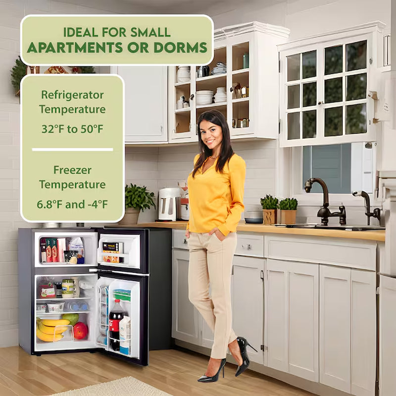 3.2-Cu Ft Mini Fridge with Freezer ( Black ) ENERGY STAR