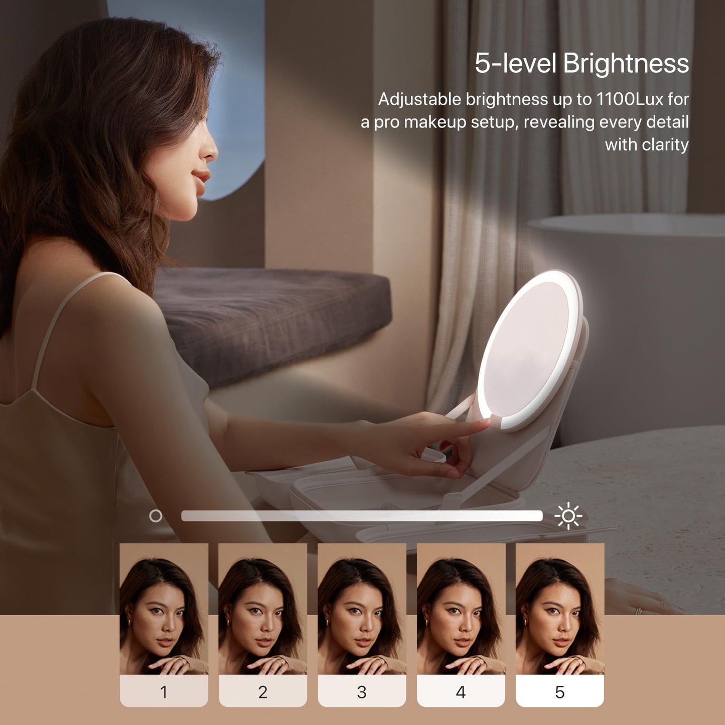 M2 Lumocube Makeup Mirror with Bag - Portable LED Makeup Mirror with Lights, ...