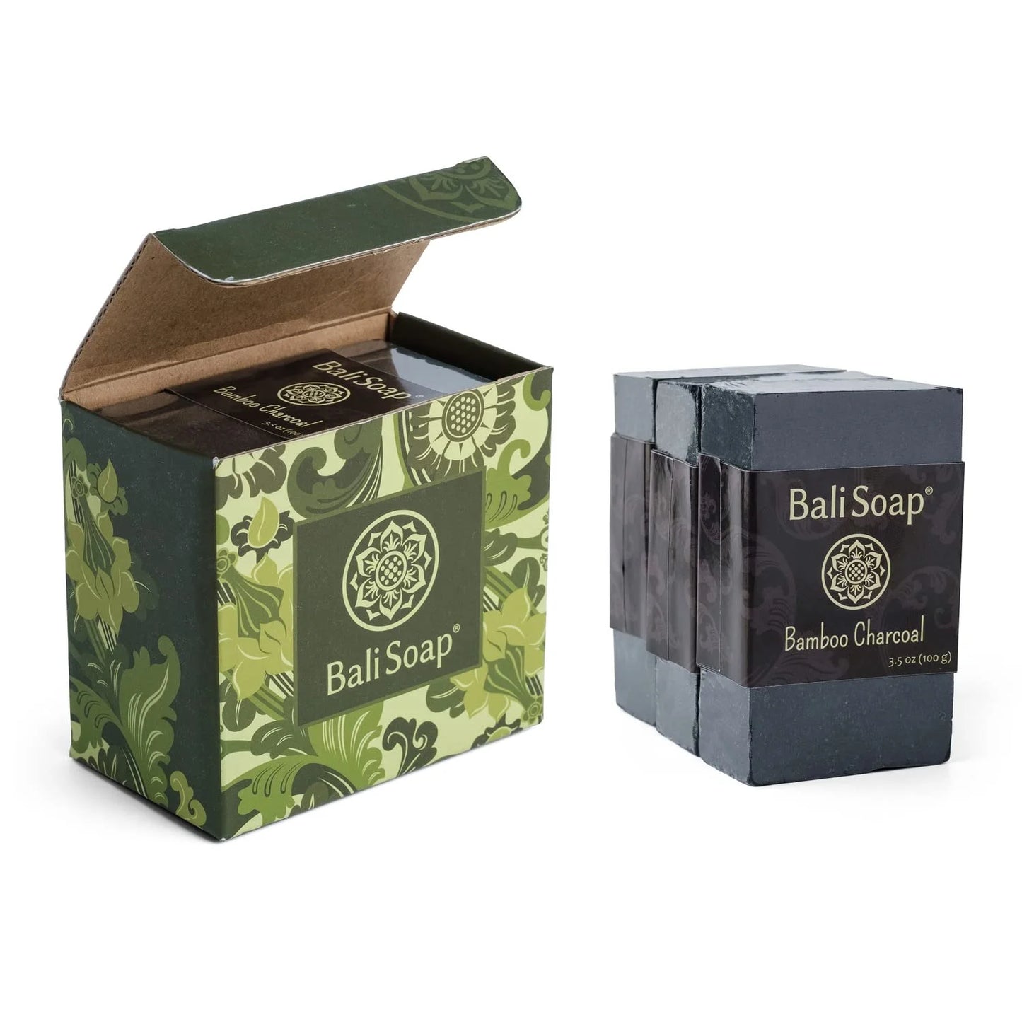 Bali Soap - Bamboo Charcoal Natural Soap Bar for Women & Men - All Skin Type, 3.5 Oz, 3 Bars