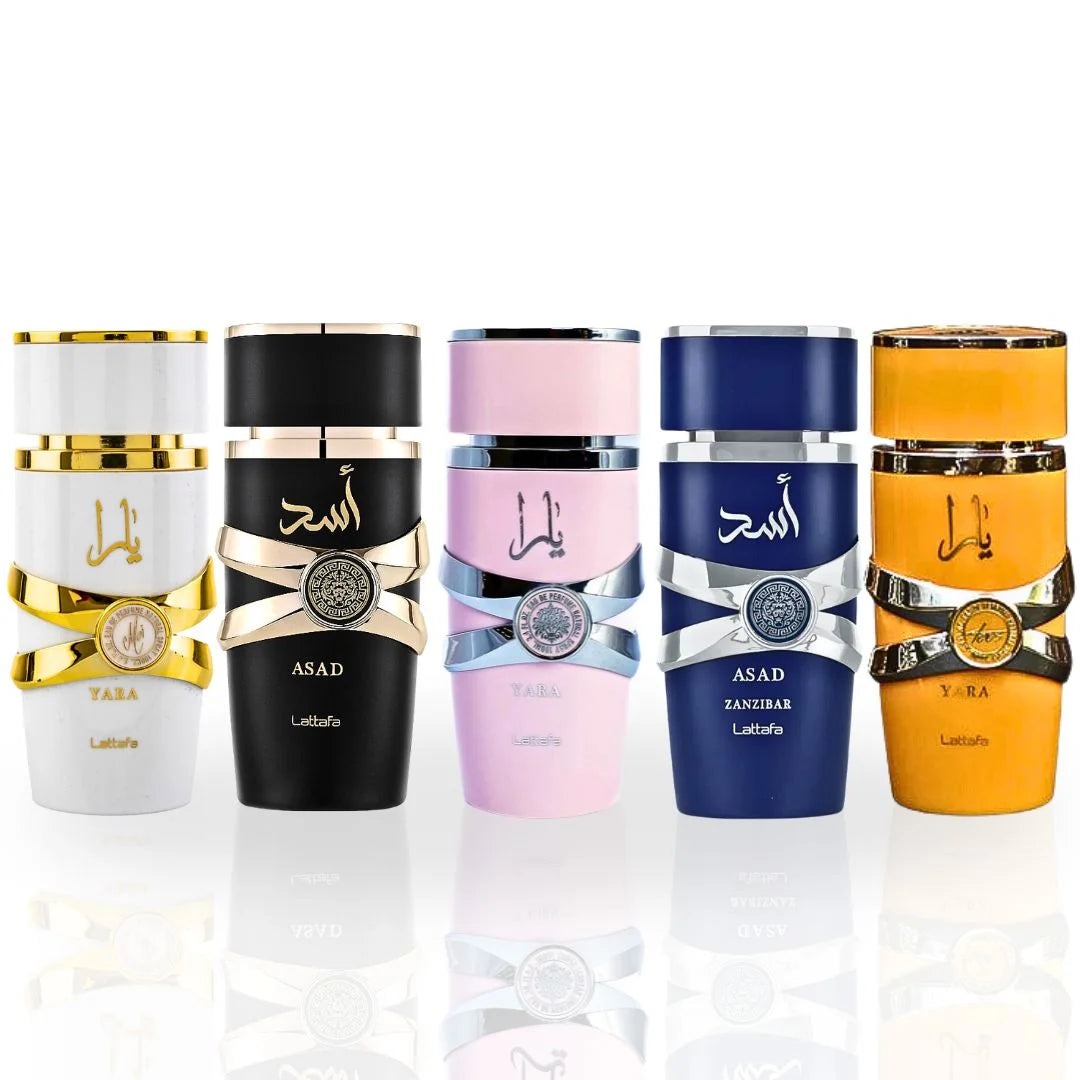 Yara Collection 5 Piece Set - Yara, Yara Moi, Yara Tous, Asad, Asad Zanzibar - Eau De Parfum Sprays 100ML (3.4 OZ) by .