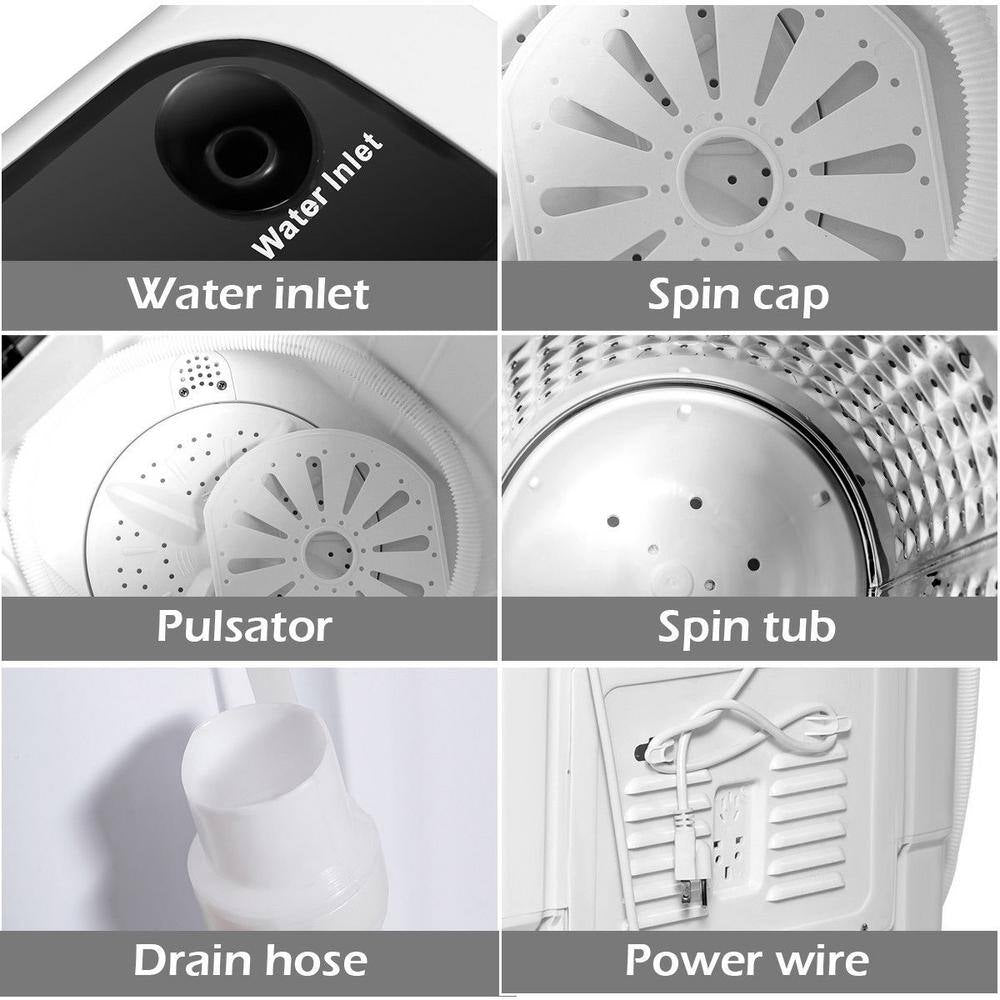 Timer Compact Mini Twin Tub 8 Lbs. Washing Machine Washer Spinner