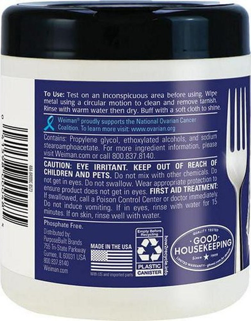 Weiman Wipes Jewelry Polish Cleaner Silver Copper Tarnish Remover Wipes, 20 Cnt