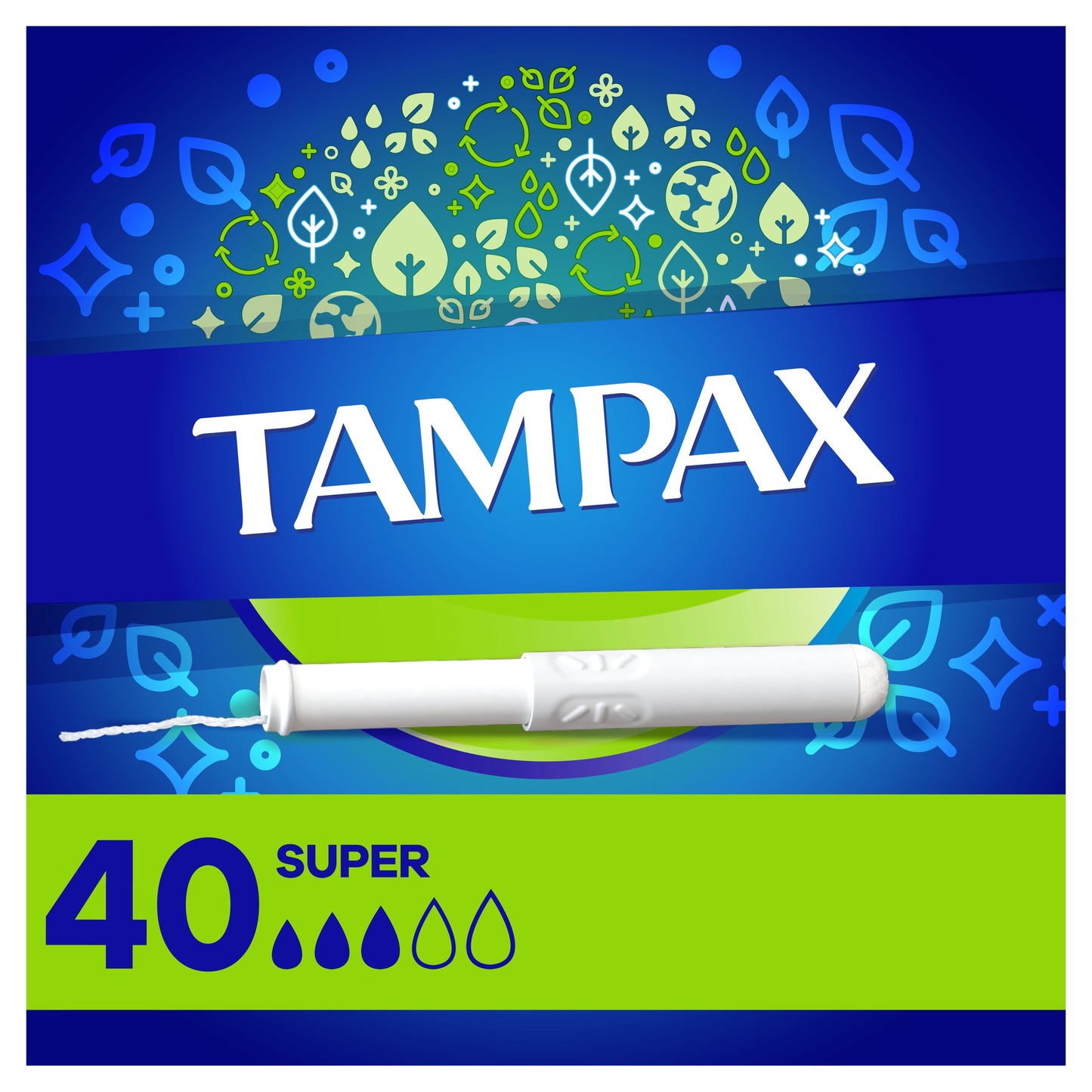 Cardboard Tampons Super Absorbency, Anti-Slip Grip, Leakguard Skirt, Unscented, 40 Count