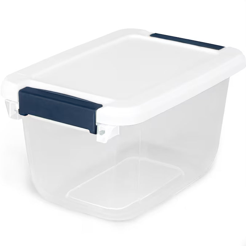 X-Large 25 -Gallons ( 100 -Quarts ) Clear/White Stackable Tote with Latching Lid