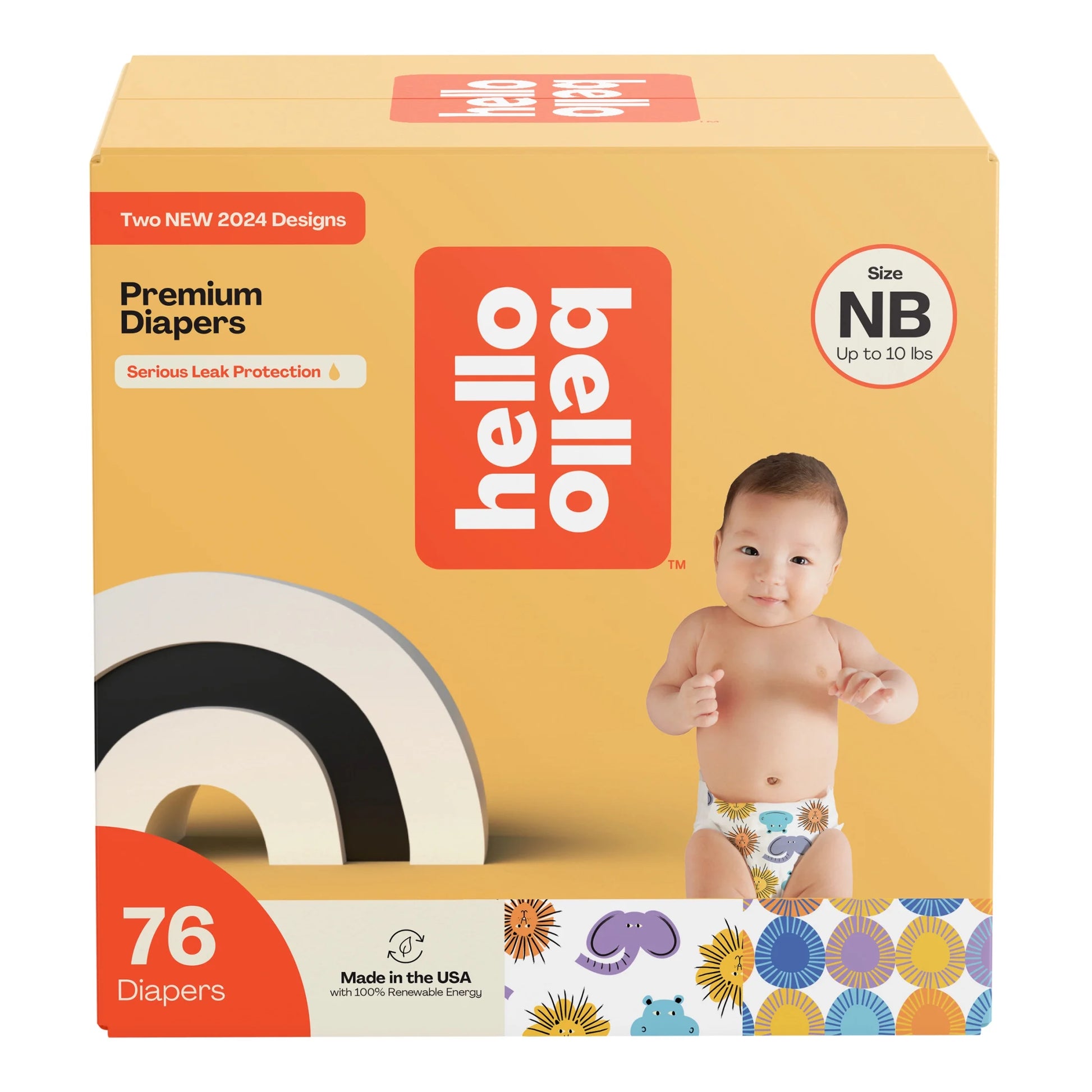 Premium Baby Diapers, Size Newborn, Multicolor, 76Ct
