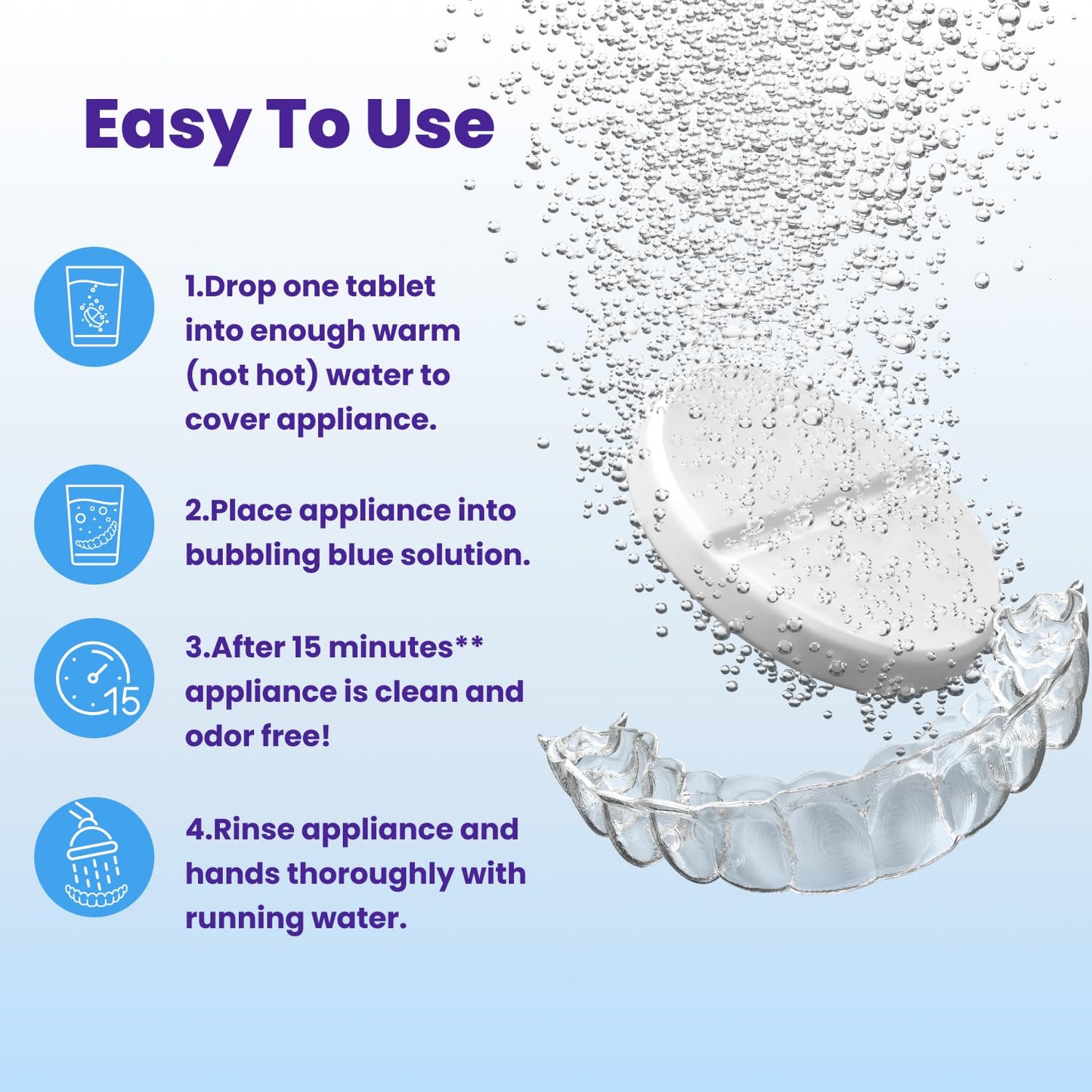 Retainer Brite Tablets for Cleaner Retainers and Dental Appliances - 96 Count
