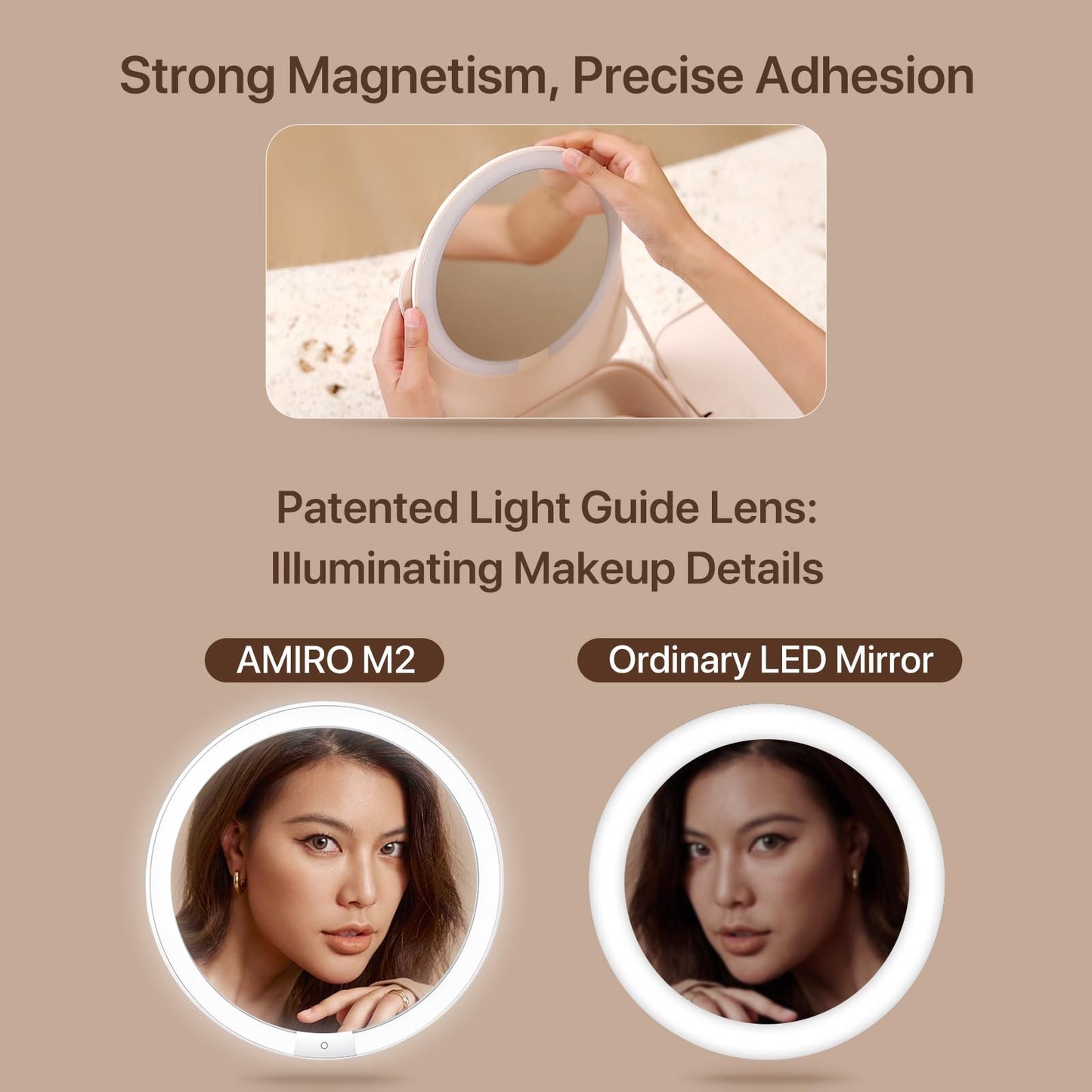 M2 Lumocube Makeup Mirror with Bag - Portable LED Makeup Mirror with Lights, ...