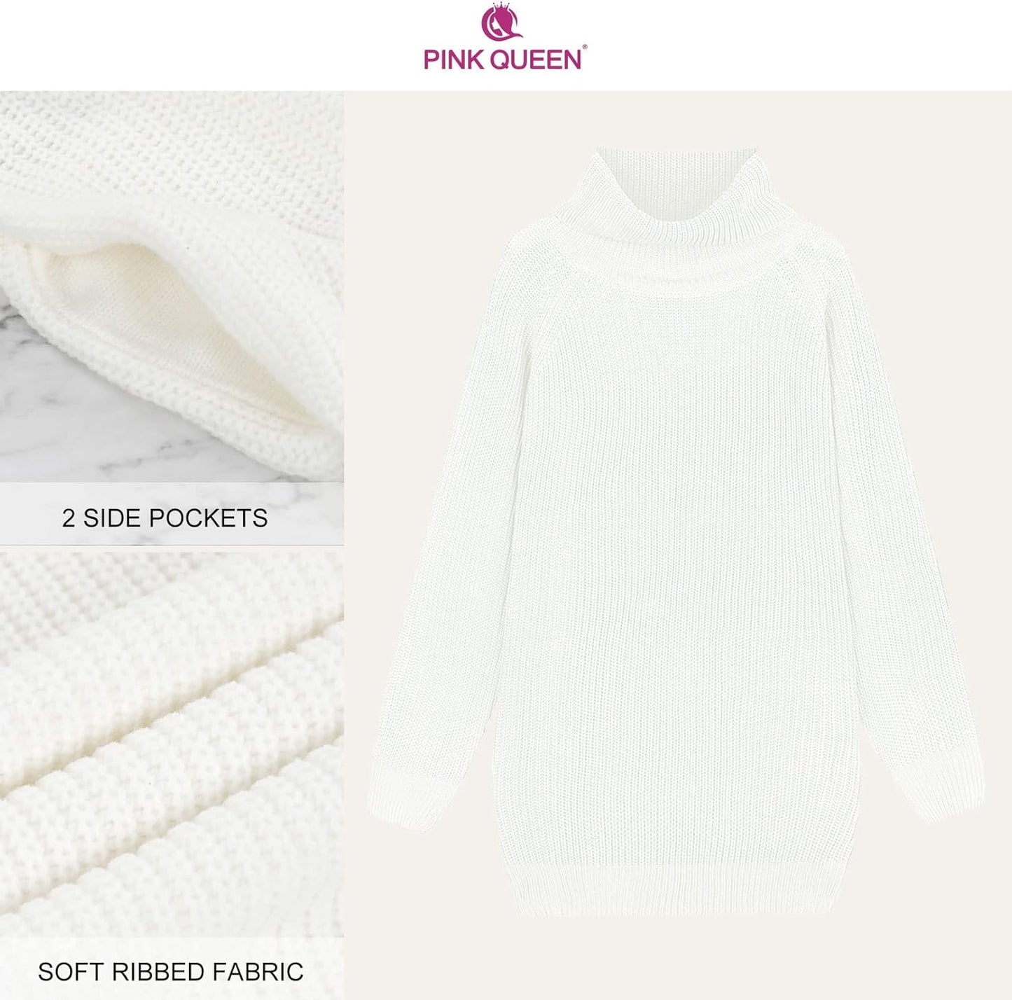 Women'S Loose Turtleneck Oversize Long Pullover Sweater Dress