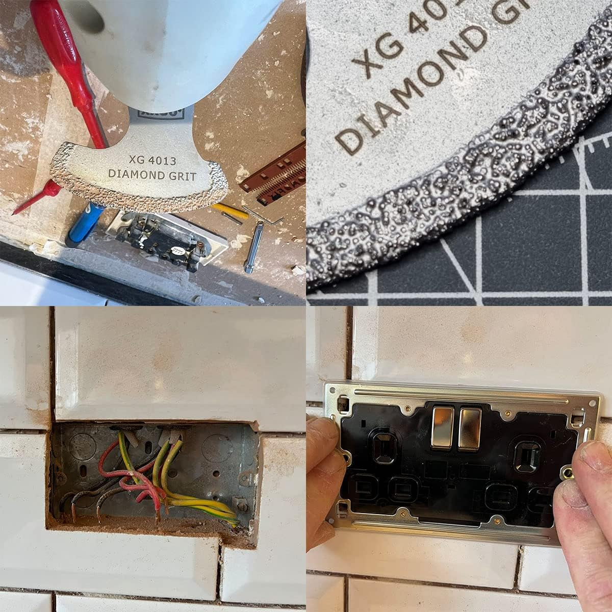 4 Pcs Diamond Oscillating Multi Tool Blades for Removing Grit Grout XG4202S