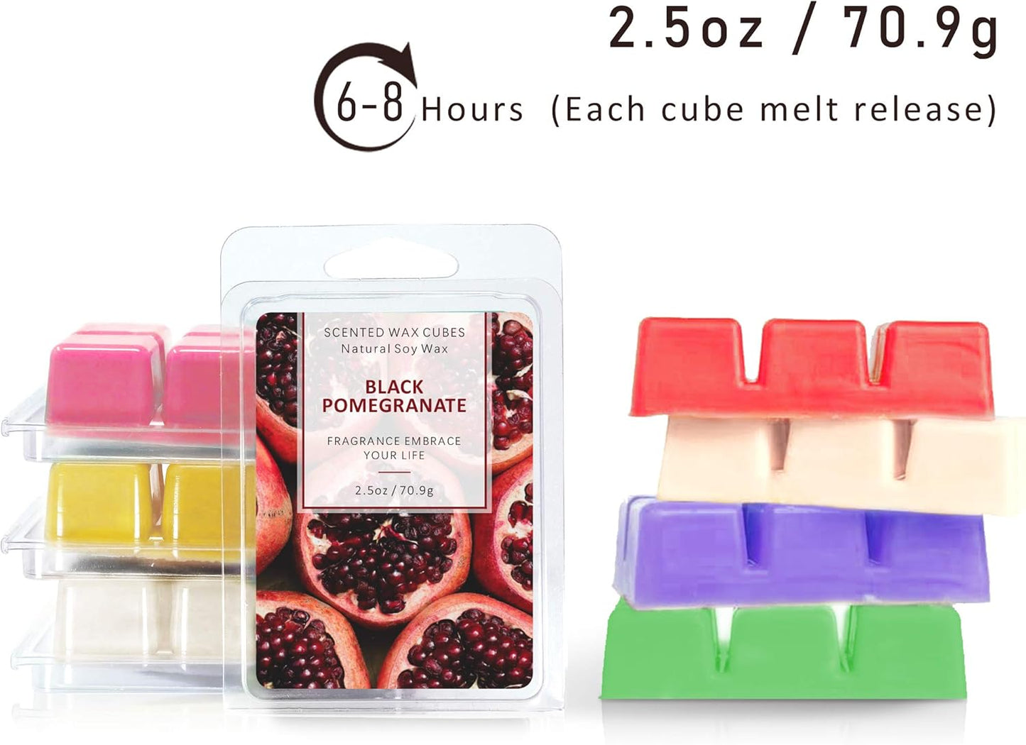 Wax Melts Wax Cubes, Scented Wax Melts for Warmer, Blush Peony, Mediterranean Fig, Black Pomegranate, Coconut Vanilla, Mint & White Jasmine, Winter Cedarwood, Pumpkin and Apple& Cinnamon(8X2.5Oz)