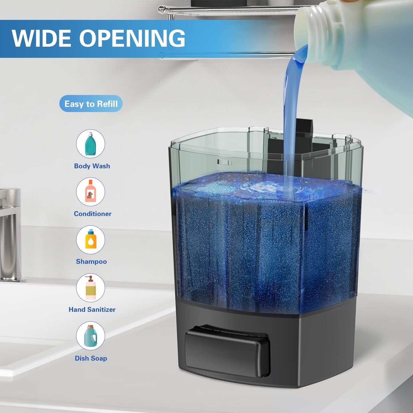 SVAVO Hand Soap Dispenser Wall Mount, 23.7Oz / 700Ml Refillable Soap Dispenser