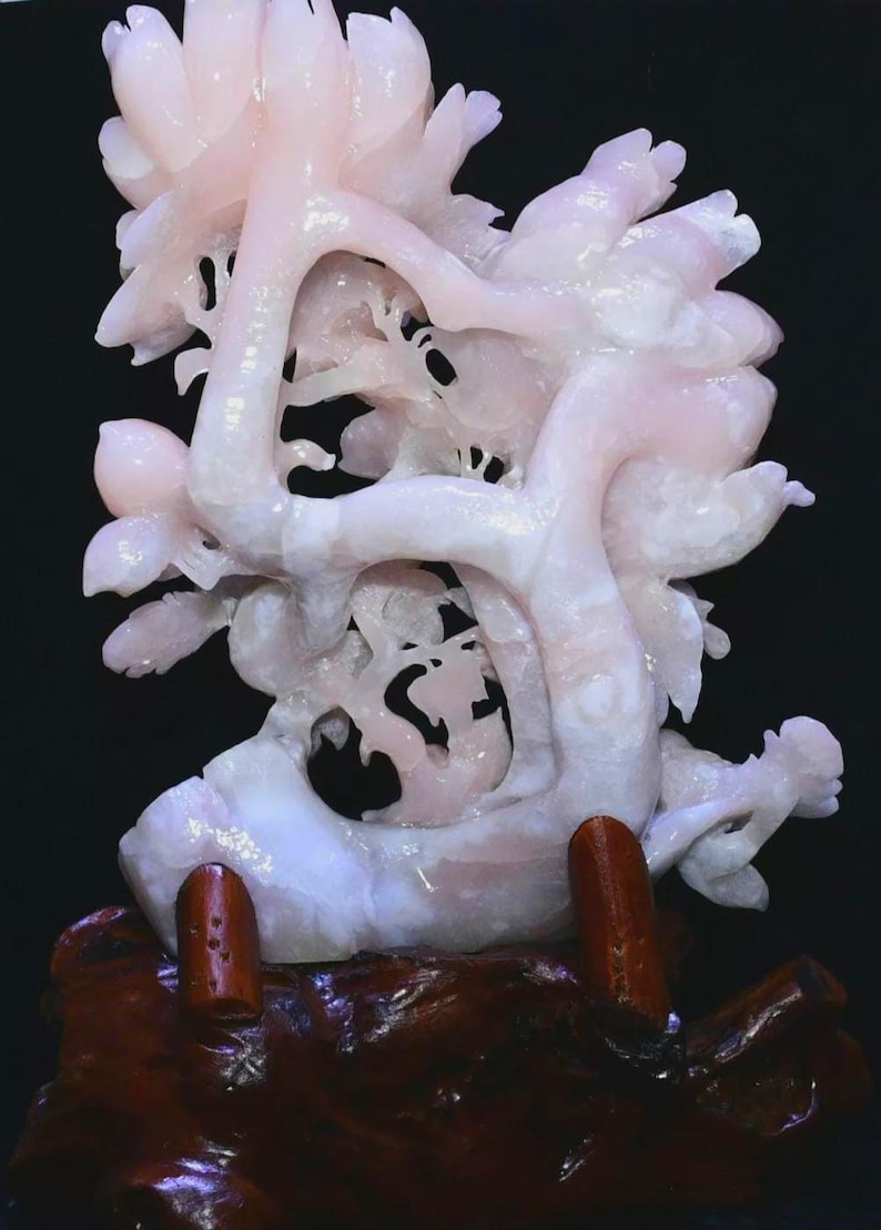 Majestic Pink Xiu Jade Peony Carving 14-inch (Free Shipping!) 💝🌹💖