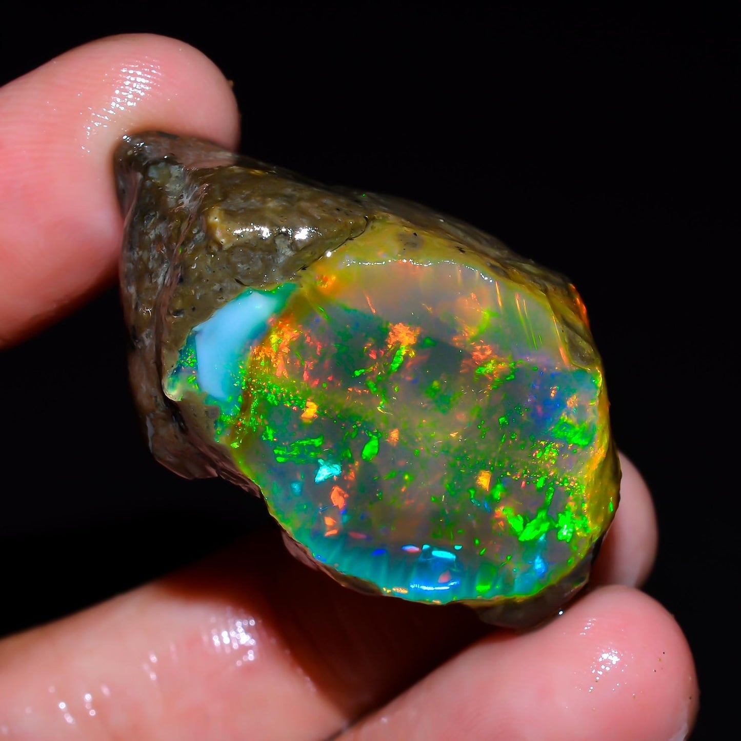 AAA-Grade 67ct Rainbow Rough Opal
