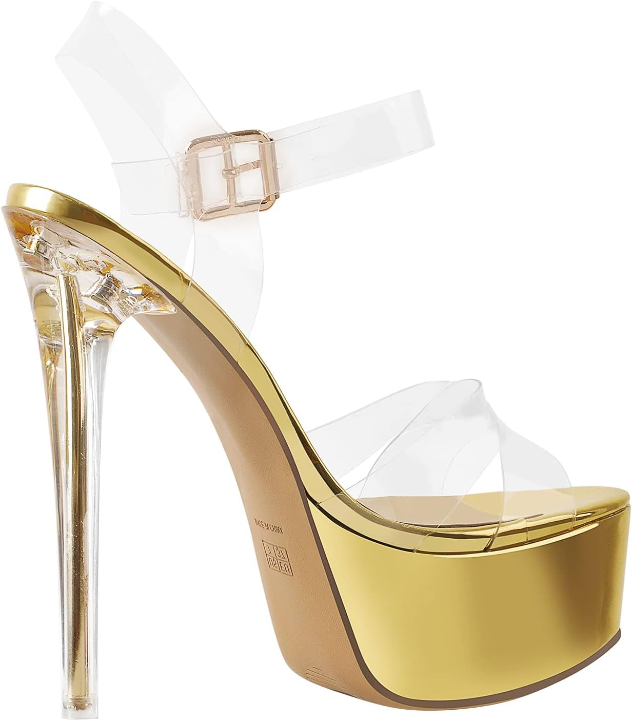 Open Toe Ankle Sandals Platform Stilettos Clear Heels Open-Back Summer Sandals