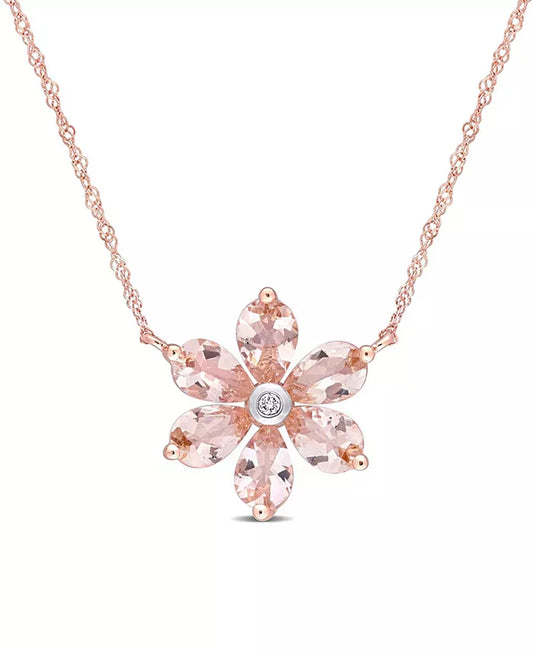 Morganite and Diamond Accent Floral Necklace