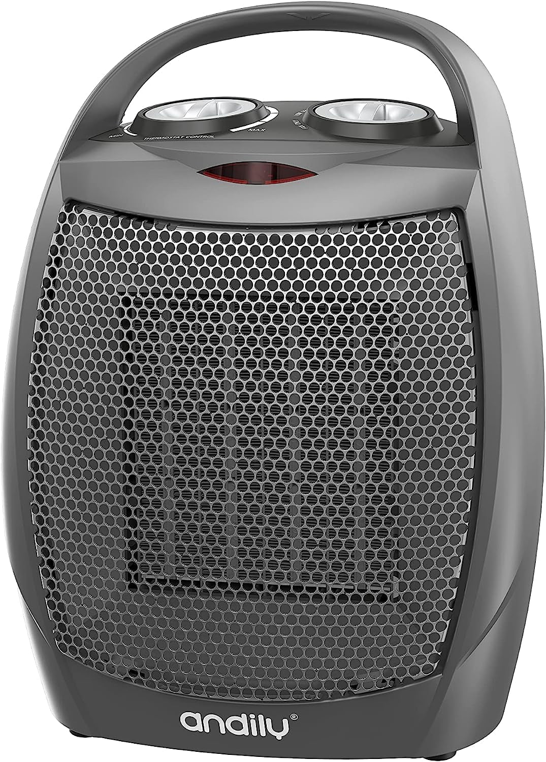 Compact Portable Ceramic Space Heater with Adjustable Comfort Control Thermostat, 3 Settings, Easy Handle, Great for Use in Home, Dorm, Office Desktop, and Kitchen, ETL for Safe (Grey)