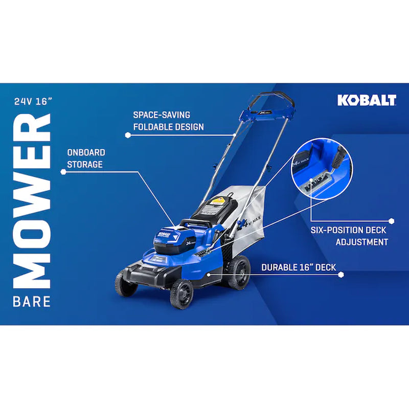 24-Volt, 16-In Push Battery Walk Mower with (Battery and Charger Not Included)
