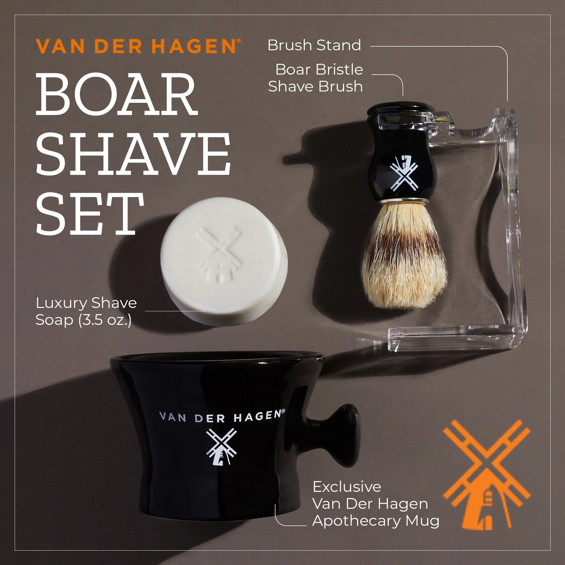 Men'S Boar Shave Set, with Soap, Brush and Mug, 3.5 Oz