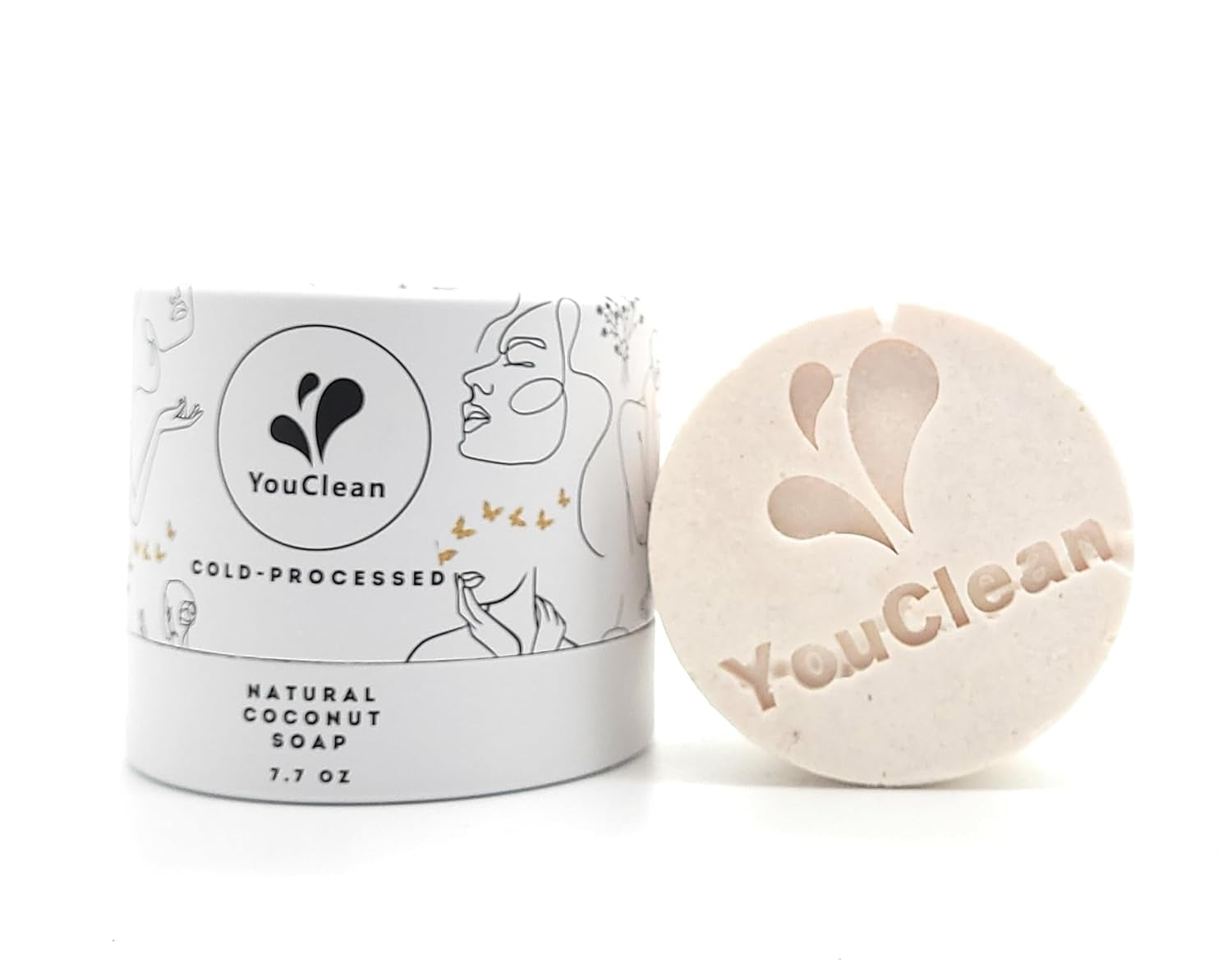 Silky Creamy Natural Cold Processed Coconut Soap - Handcrafted in California - for Face & Body - All Skin Types - X 7.7 Oz (Coconut)