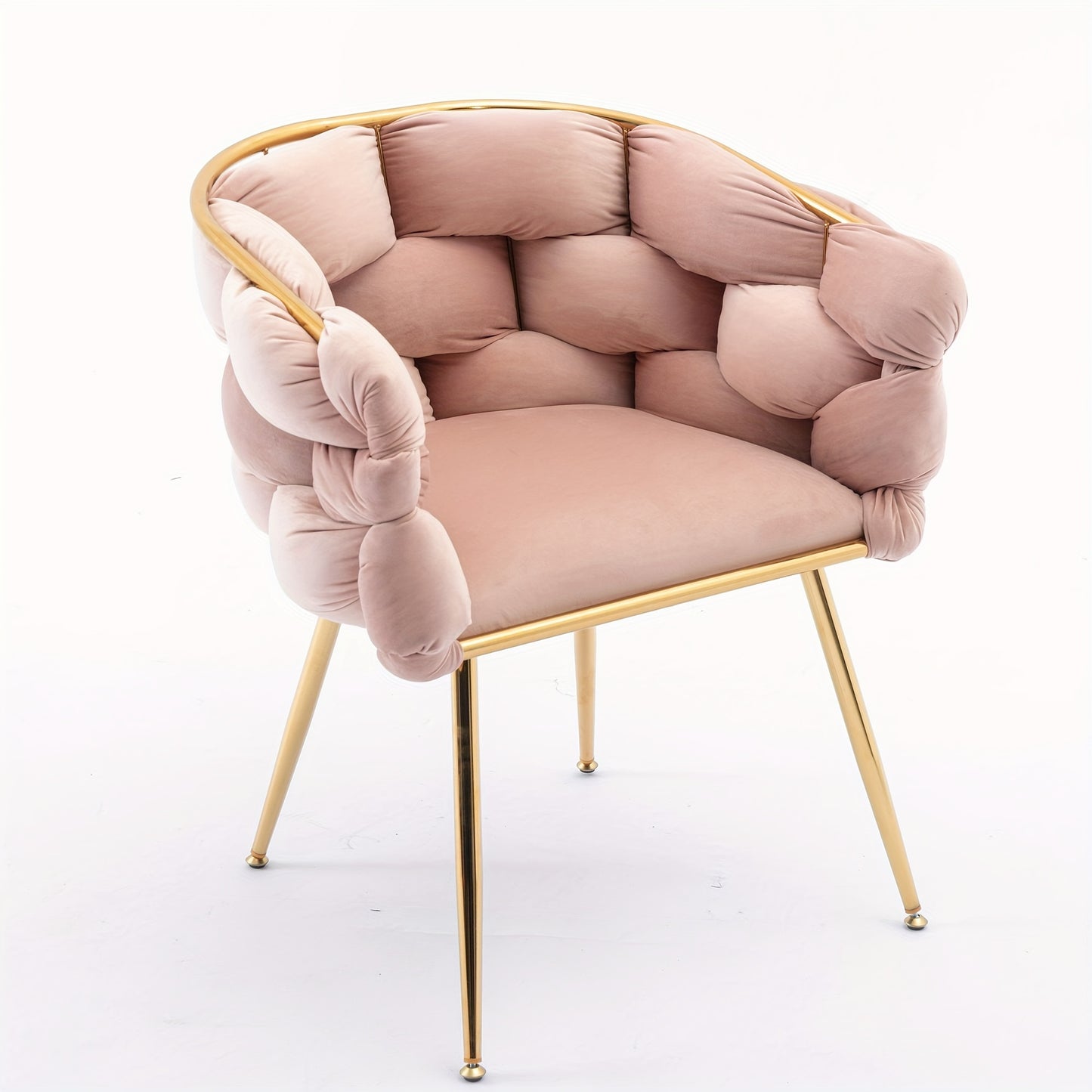 2Pcs Modern Luxury Velvet Sofa Chair Comfy Upholstered Vanity Chairs Bedroom Dining Chairs with Golden Metal Legs Vanity Desk Chair, Accent Desk Chair Dining Room