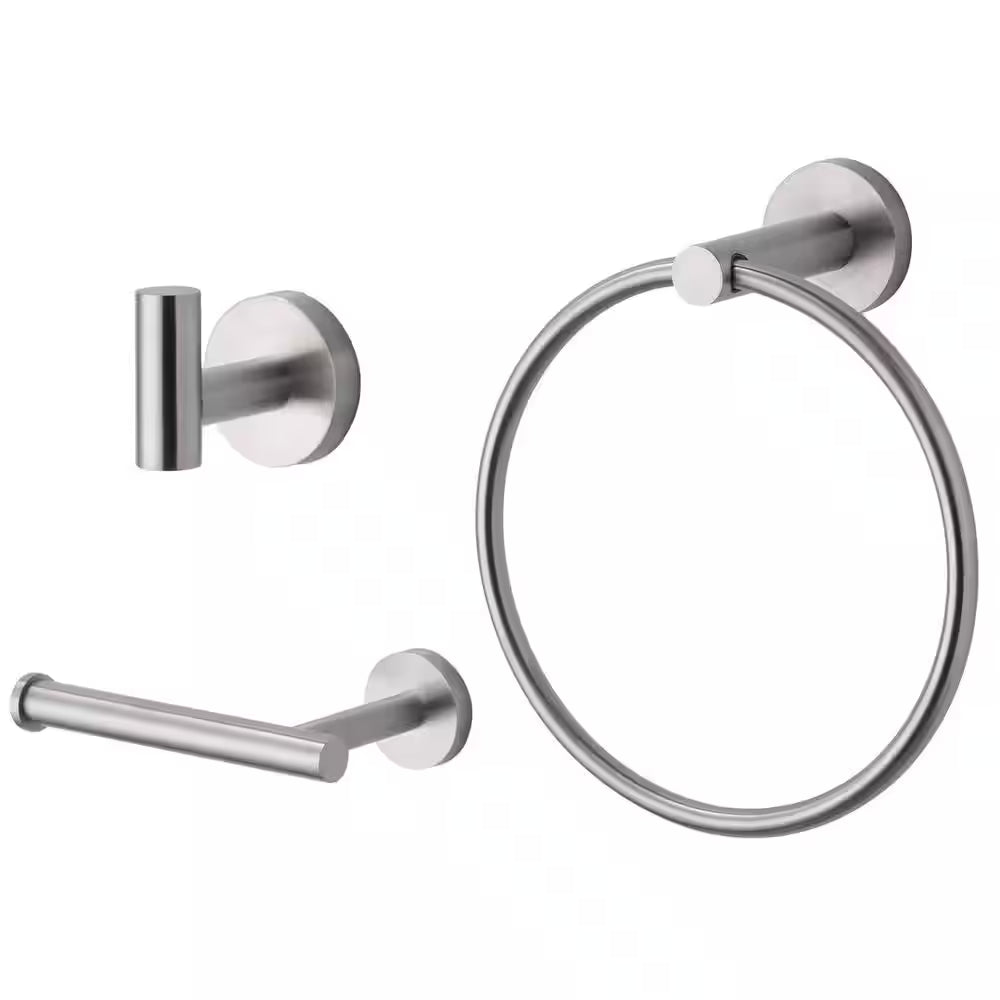 3-Piece Bath Hardware Set with Mounting Hardware in Brushed Nickel