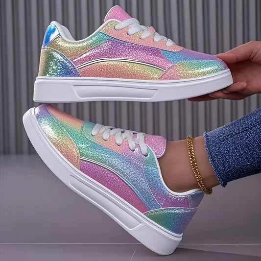 Women's Iridescent Superfine Fiber Sneakers with EVA Sole - Lightweight, All-Season Running Shoes (Free Shipping) 💝🌹💖✨