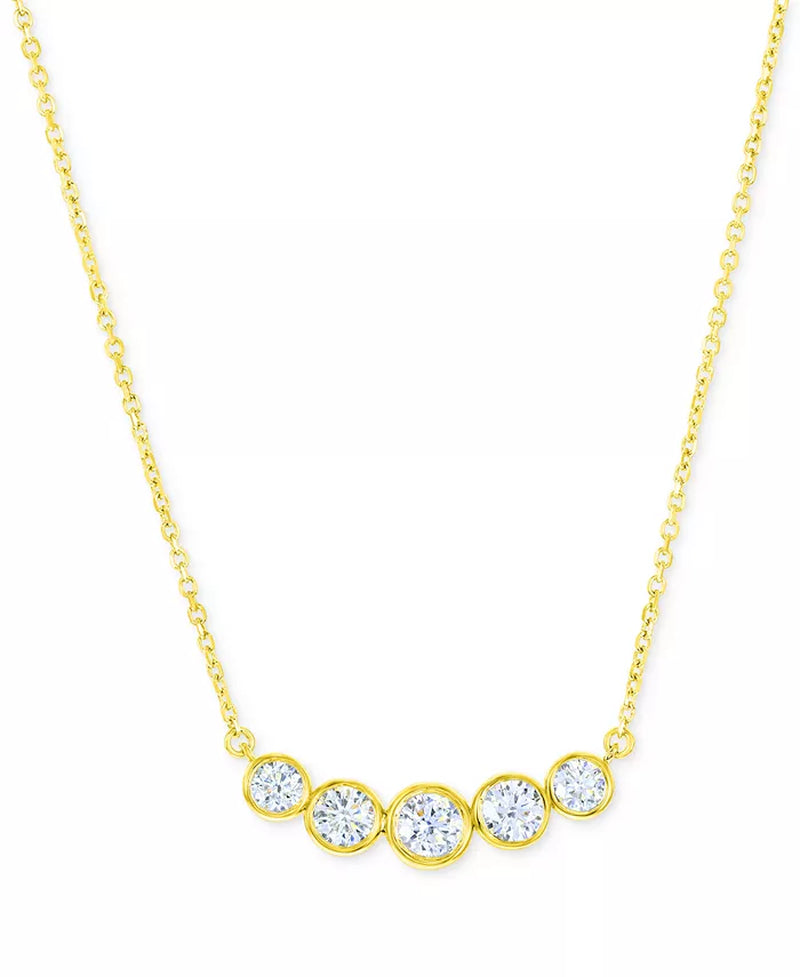Diamond Bezel Graduated Curved Bar Collar Necklace (3/4 Ct. T.W.) in 14K White or Yellow Gold