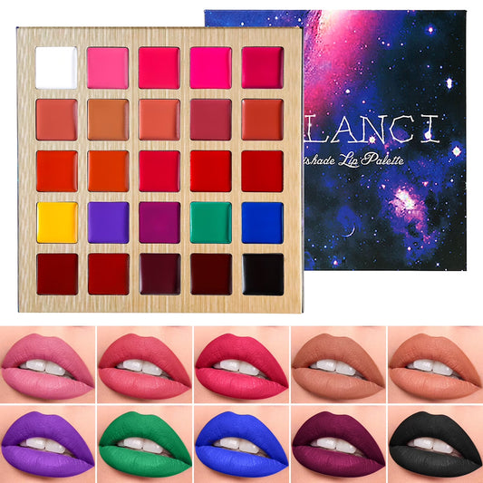 25 Color Matte Lipstick Palette , Red ,White,Black ,White Lipstick Kit , Long Lasting Lipstick /Blush /Eyeshadow for Women , Moisturizing Waterproof Lipstick Pallet for Lip Makeup Christmas