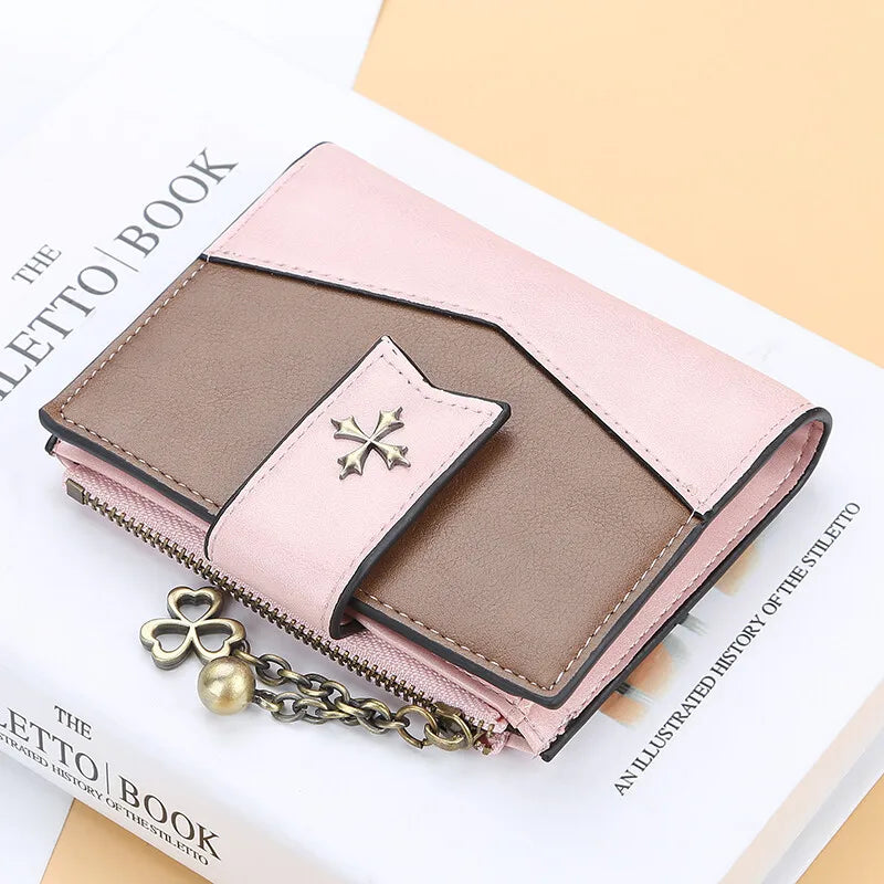 Casual Women'S Wallet PU Leather Ladies Clutch Zipper Bifold Wallet Purses Credit Card Holder Coin Purses Portable Handbag Gifts