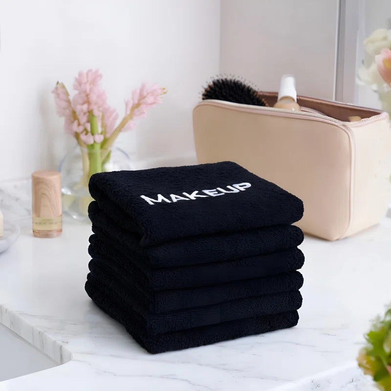 Corcino Premium Black Makeup Remover Towels | 100% Cotton, Washcloths Set