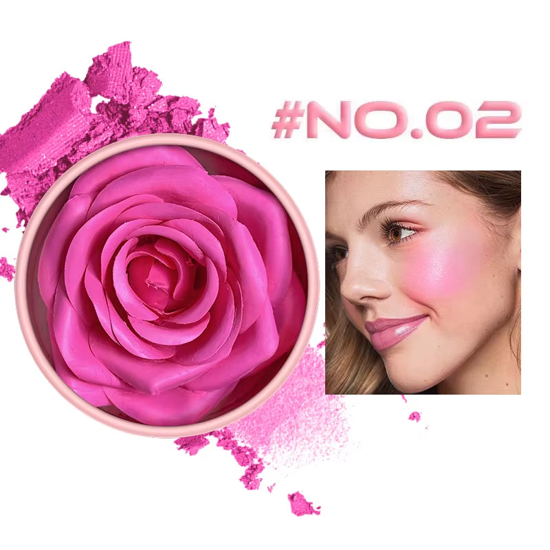 3D Petal Rose Makeup Blush 4 Colors Gift Highlighter Rare Beauty Blush Rubor Forma Rosa Real Rose Flower Blush Shimmer Makeup