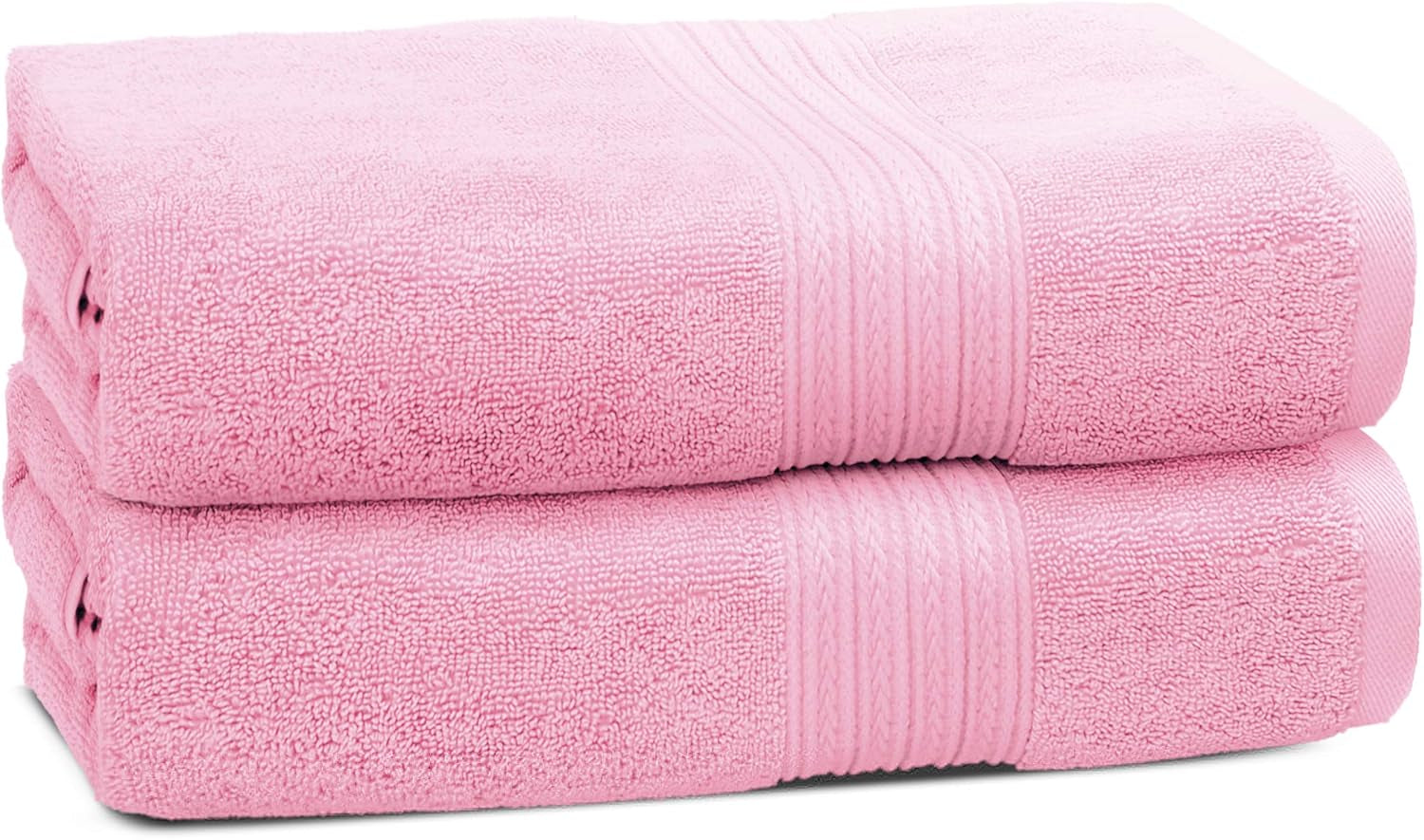 Luxury Cotton Bath Towels - Set of 2 (Bath Towel, Light Pink)