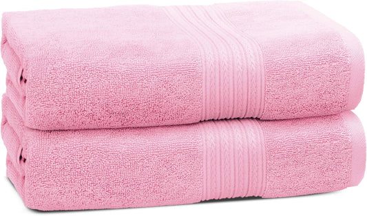 Luxury Cotton Bath Towels - Set of 2 (Bath Towel, Light Pink)