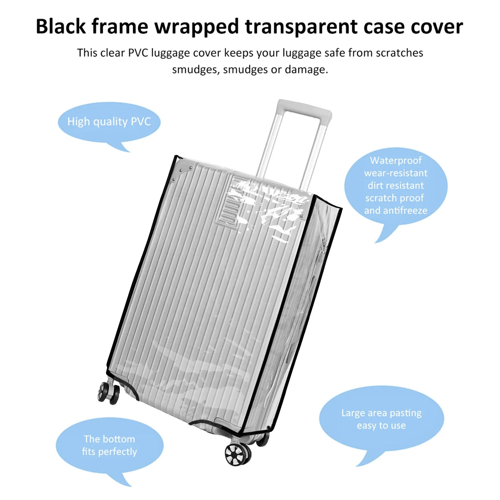 3Pcs/Set Luggage Cover Clear PVC Suitcase Covers Protector Suitcase Cover for 20 24 28 Inch Luggage for Luggage Travelling