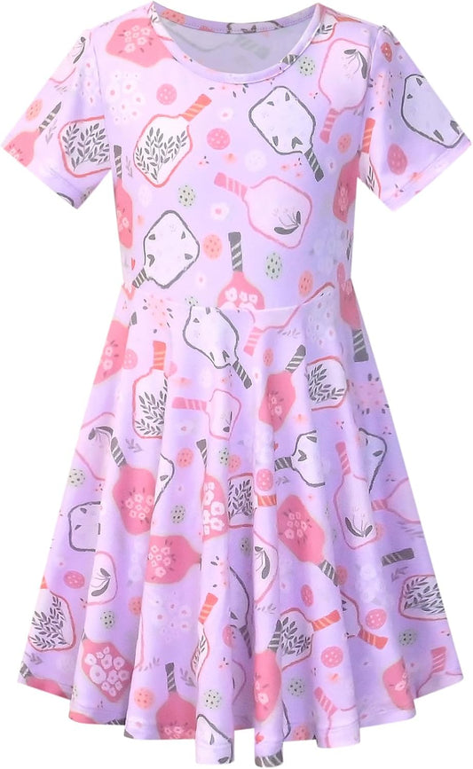 Unicorn Dresses for Girls Summer Swing Short Sleeve Casual Clothes for Kids