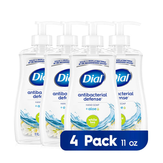 Dial Antibacterial Defense Hand Soap 11 Fl Oz Pack of 4 White Tea Scent