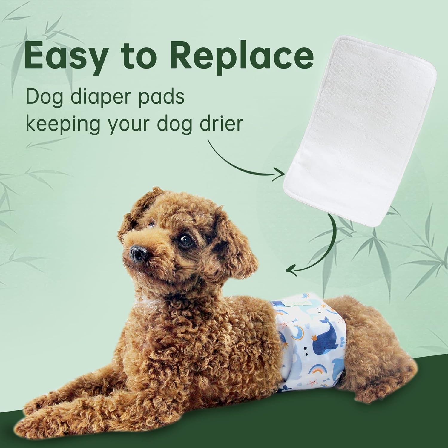 Dog Diaper Pads - Bundle of 10 - (Male Small,3.5"X8.7")
