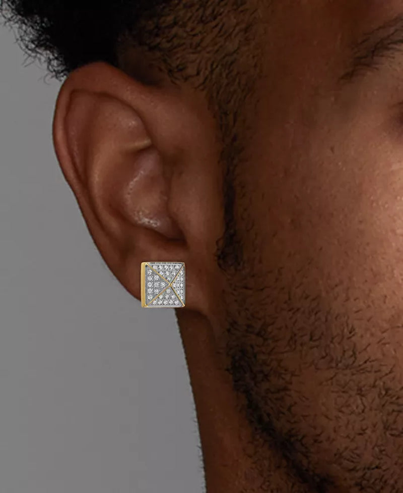 Diamond Pyramid Stud Earrings (1/3 Ct. T.W.) in Gold-Tone Ion-Plated Stainless Steel, Created for Macy'S